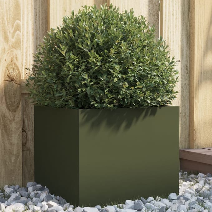 vidaXL - Plantenbak - 32x30x29 - cm - staal - olijfgroen