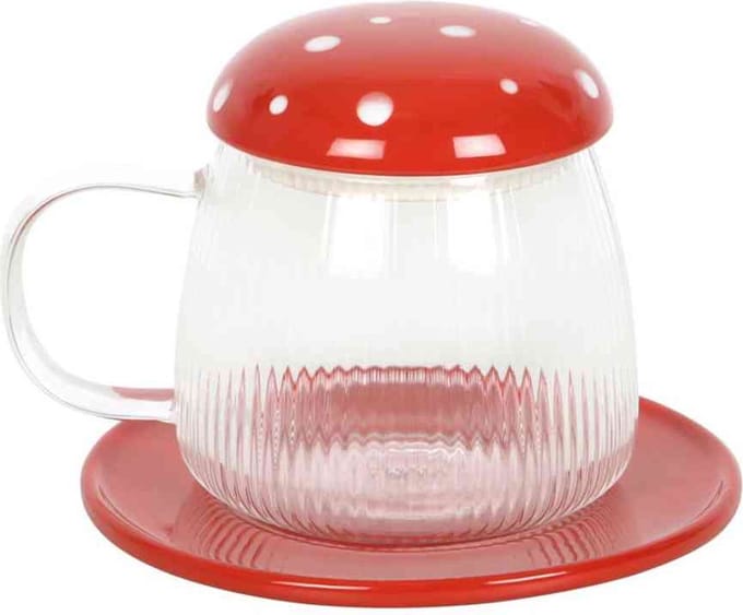 Something Different - Glass Mushroom Kop en schotel - Multicolours