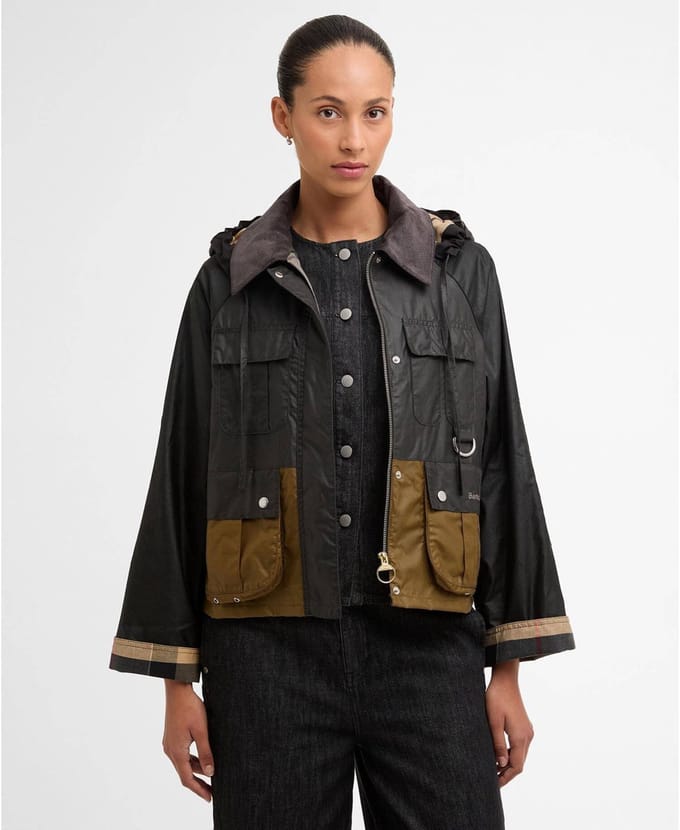 Barbour Liza gewaxt jack zwart,