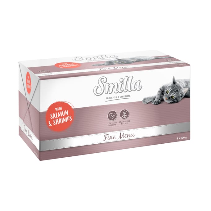 24x100g Zalm & Garnalen Smilla Fine Menu Kattenvoer nat