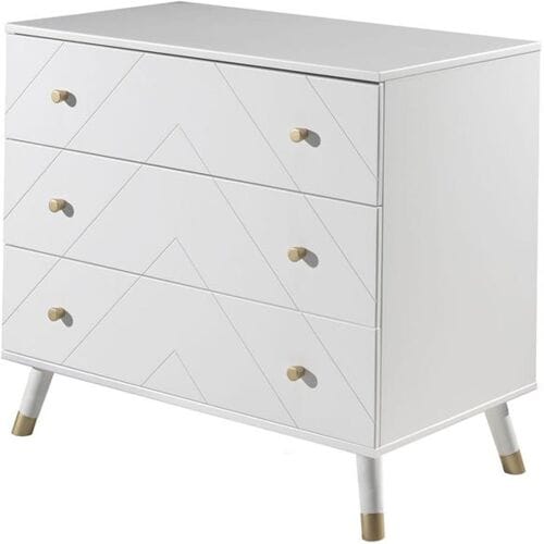 Commode Billy 100x57x89cm 3 Lades - Wit/goud