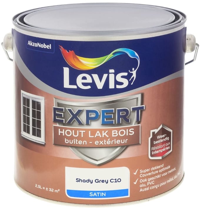 Levis - Expert Hout Lak Buiten Satin Mix - Shady Grey C10 - Mengverf - 2,5 L