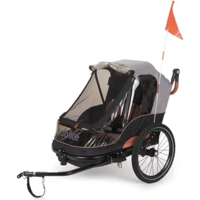 Bobike 2-in-1 fietskar en wandelwagen - zwart/bruin