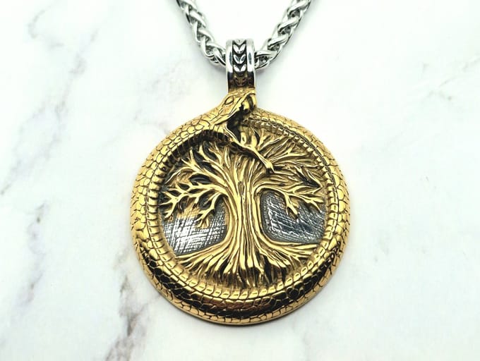 Mei's - Viking Serpent's Tree - ketting heren - RVS zilver/goud - 60 cm