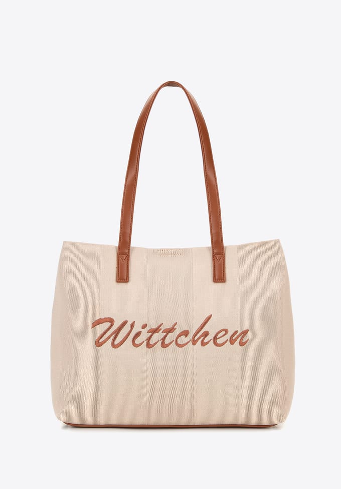 Wittchen - Dames Shopper Bag - Eco-leder - Beige en Bruin - Magnetische Sluiting