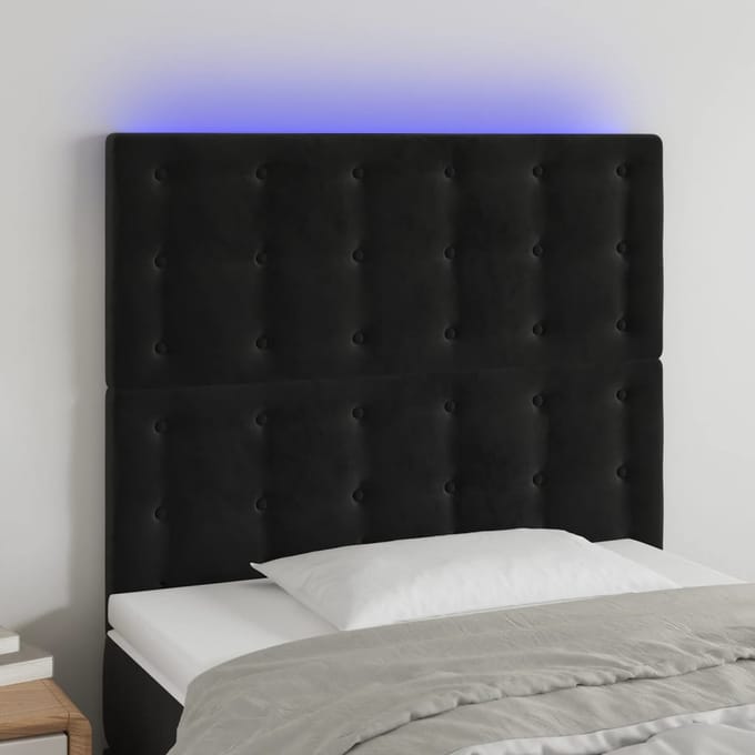 vidaXL - Hoofdbord - LED - 80x5x118/128 - cm - fluweel - zwart