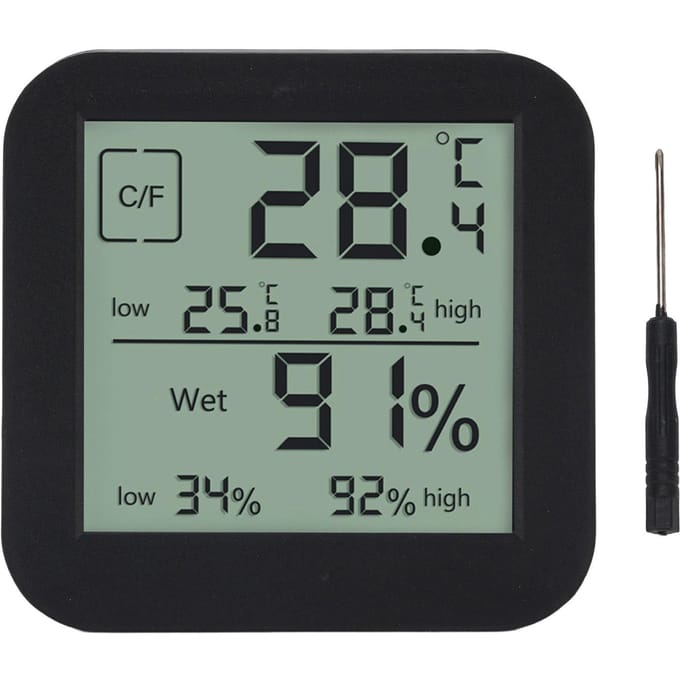 Thermometer Hygrometer Timer Dubbelzijdig LCD Touchscreen Achtergrondverlichting Temperatuur Vochtigheidsmeter zwart