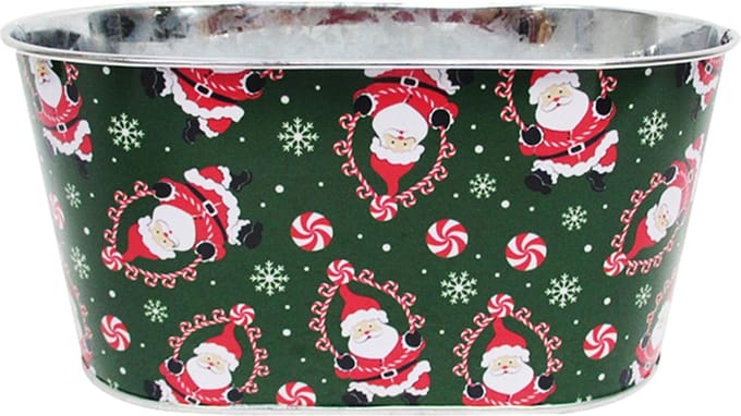 Dekoratief | Bakje ovaal 'Spinning Santa', metaal, 20x12x9cm | A245782