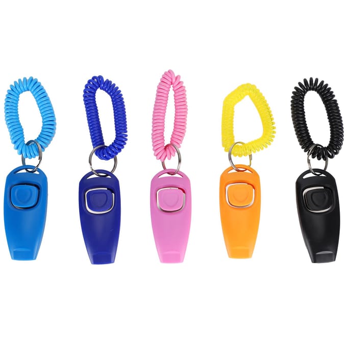 Hondentraining Fluitje 2-in-1 Fluitend Geluidsknop Hoge Frequentie Plastic Hondenspullen blue