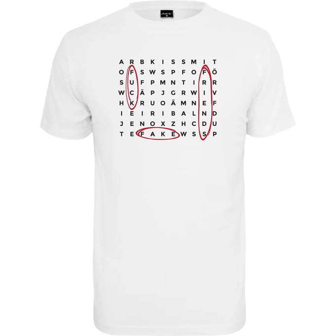 Mister Tee - Crossword Heren T-shirt - S - Wit