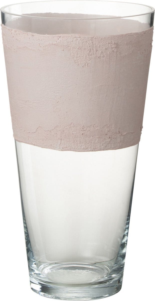 J-Line vaas Delph - glas - transparant/lichtroze - small - 35 cm hoog