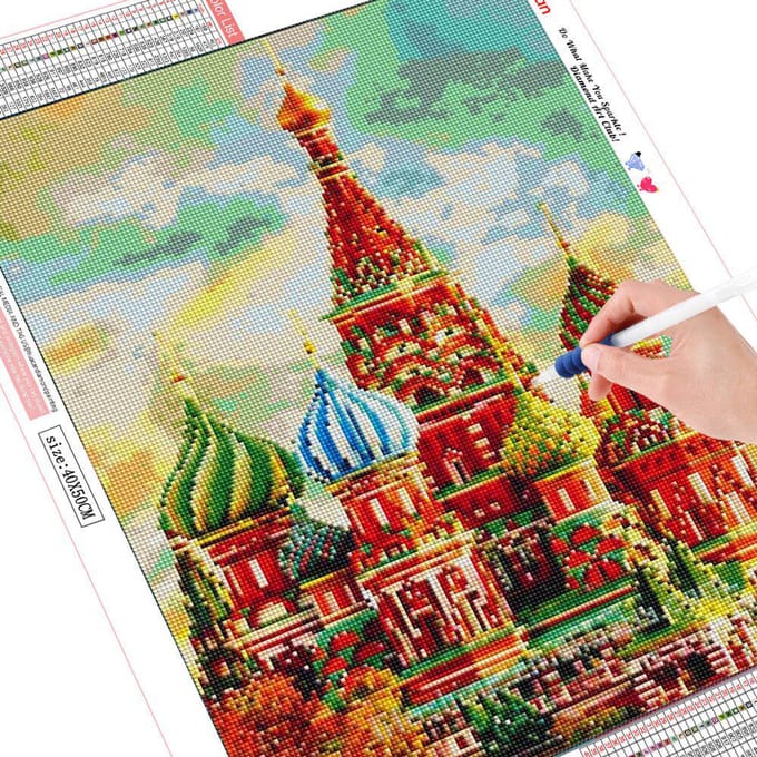 Broderie diamant affichage complet église 5D peinture diamant image mosaïque diamant complet 20X30 blue