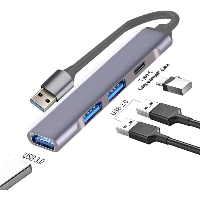 4 Poorten USB 3.0 HUB USB C HUB Multi USB Splitter OTG Adapter Type C Docking Station 5Gbps Hoge Gegevensoverdracht gray