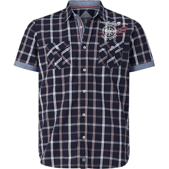 Jan Vanderstorm herren Overhemd Met Korte Mouwen - 49/50 - donkerblauw - Plus Size