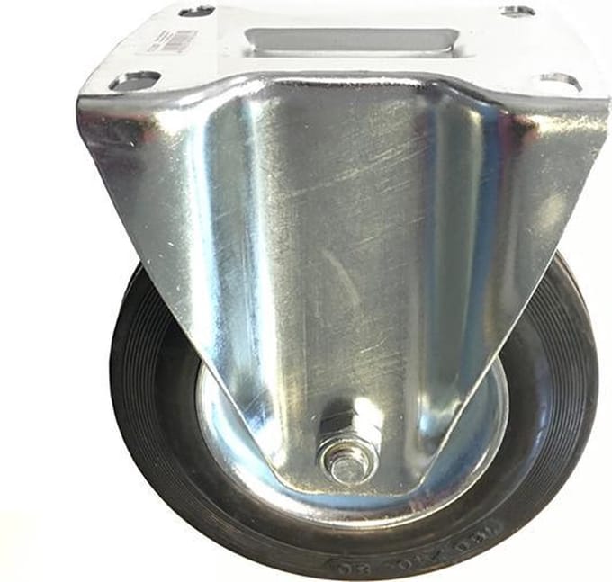 Bokwiel 160mm met plaat rubber 150kg/wiel