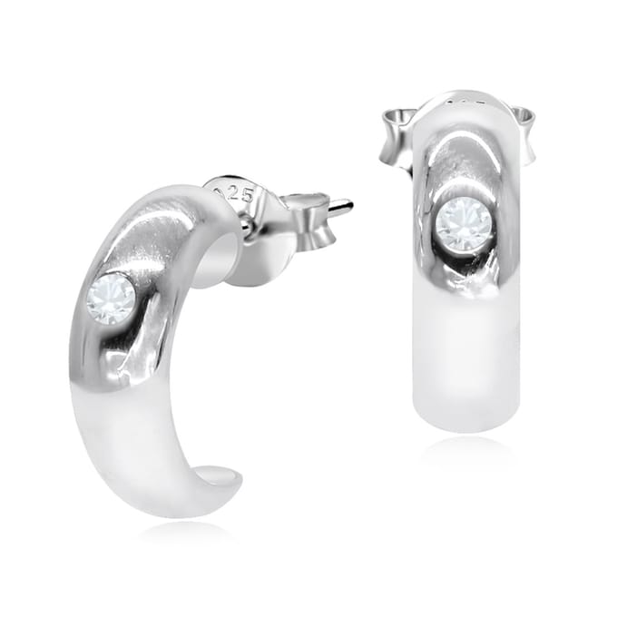 Joy|S - Zilveren oorbellen - 13 mm oorringen stud - zirkonia