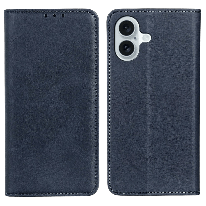 CaseBody Apple iPhone 17 Real Leather Wallet Hoesje Blauw
