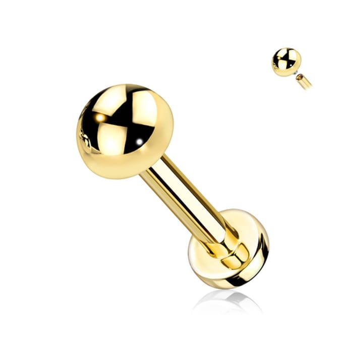 Piercing titanium flat dome intern schroefdraad 1.2x6 - goud - LMPiercings