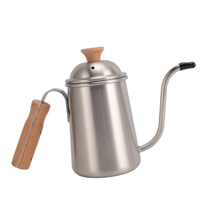Koffiepot 650ml Roestvrij Staal Handbrouwen Schuurproces met Houten Handvat Koffieketel voor L gray