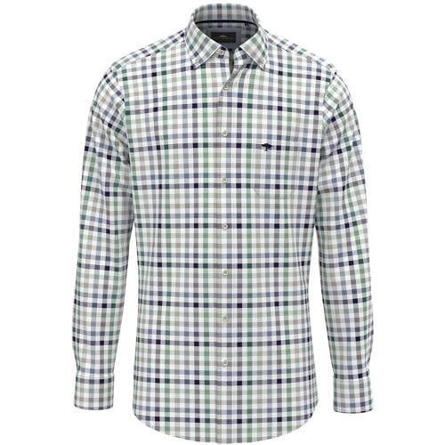 Fynch-Hatton Overhemd Classic Combi Check Button Down Grasgroen / male