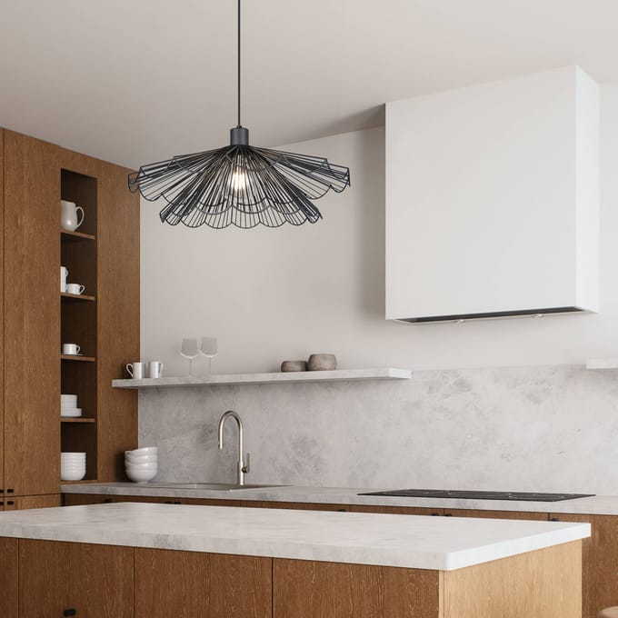Reality Leuchten Hanglamp Margarita, Ø 50 cm, zwart, E27, metaal