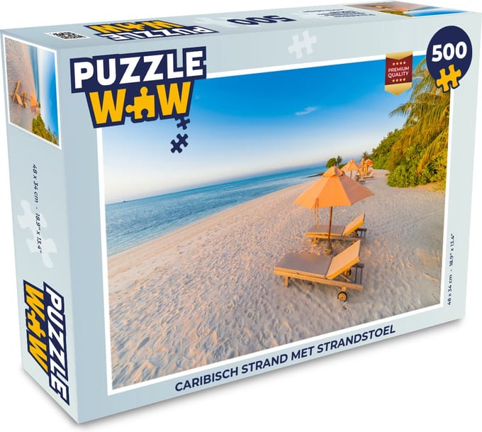 Puzzel Caribisch strand met strandstoel - Legpuzzel - Puzzel 500 stukjes
