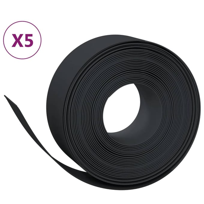 vidaXL - Tuinranden - 5 - st - 10 - m - 20 - cm - polyetheen - zwart
