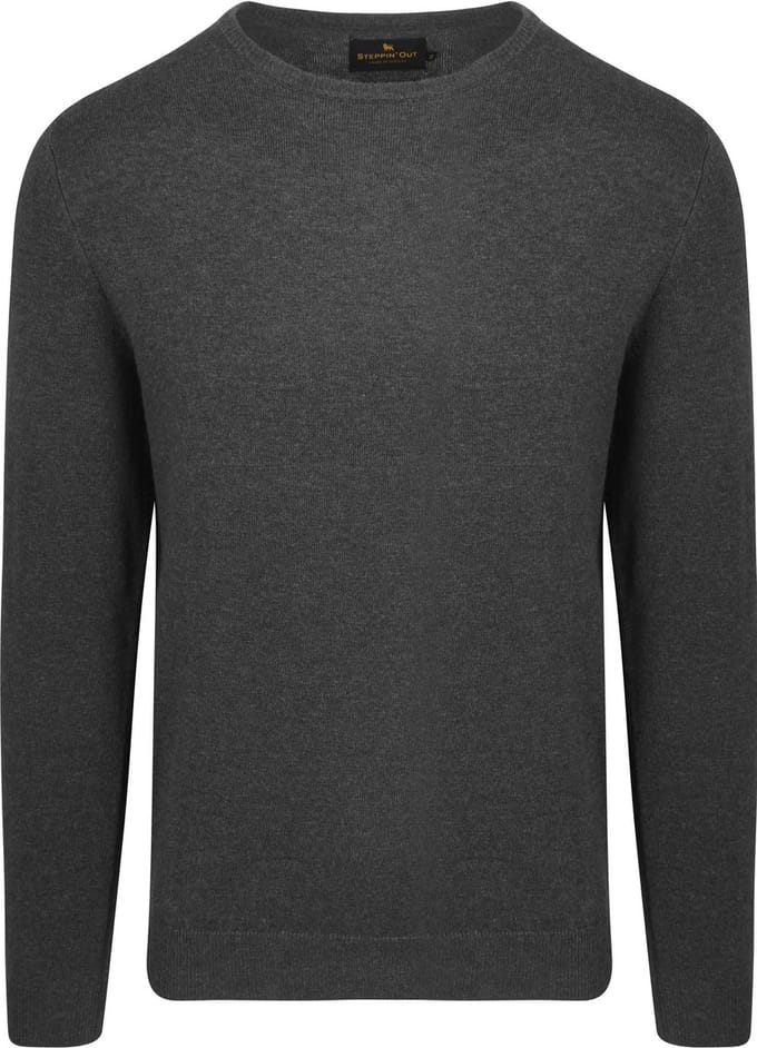 Steppin' Out Trui Merinowol Antraciet - Maat S - Heren - Pullovers