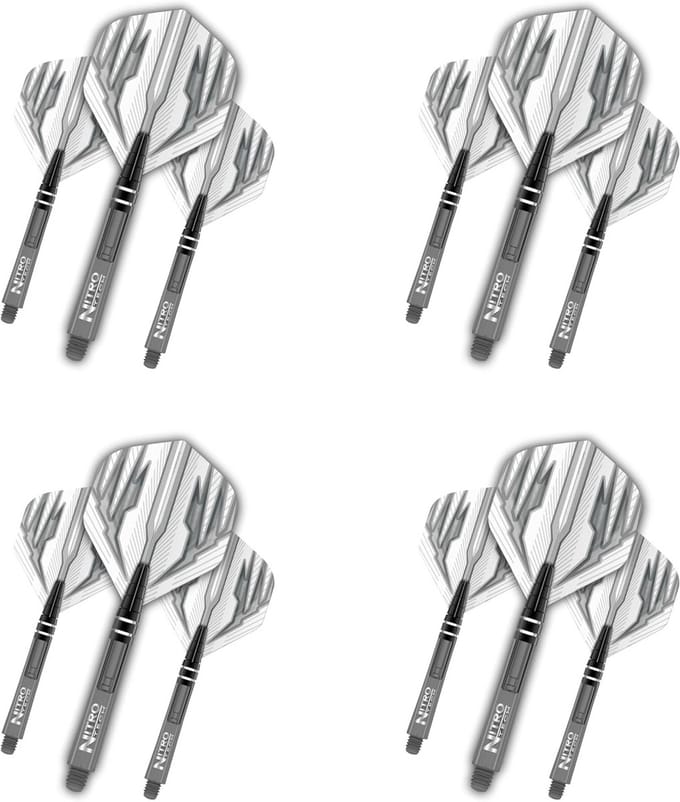 Dart Vluchten en Stelen Set - 4 Sets Standaard Flights en Medium Nitrotech Stelen