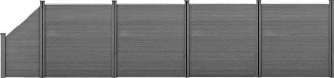 HKC Schuttingpanelen set vierkant/schuin 183x799cm grijs