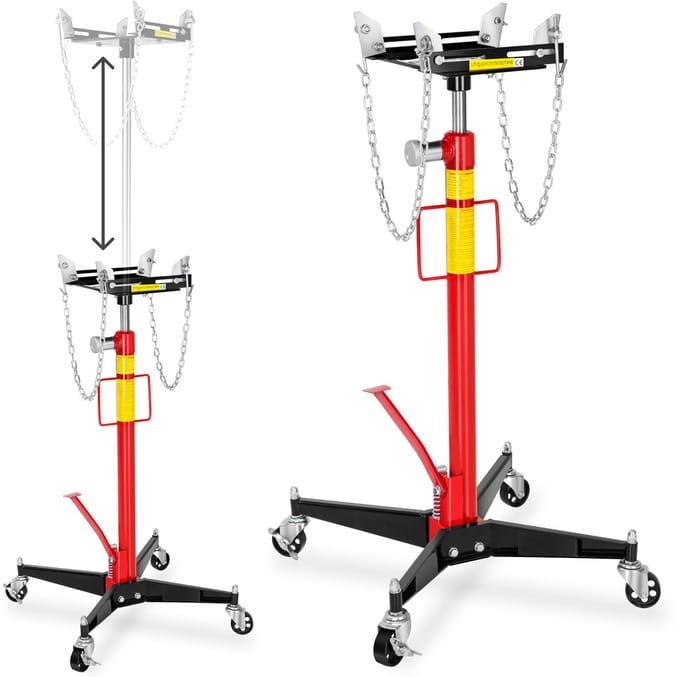 tectake® Hydraulische Transmissiekrik - Werkhoogte: 113 - 192 cm - Versnellingsbak Krik - Motorheffer tot 500 kg - Brdiening met Voetpedaal en Handwiel - Gewicht: 38 kg