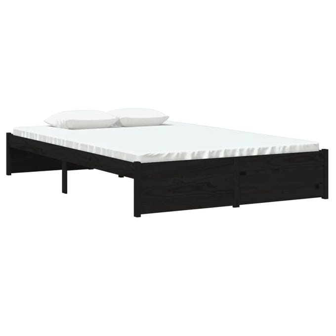 vidaXL - Bedframe - massief - hout - zwart - 120x190 - cm