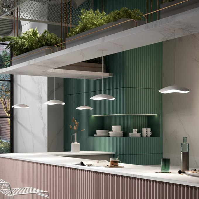 Bover LED hanglamp Valentina S24, grijs/wit