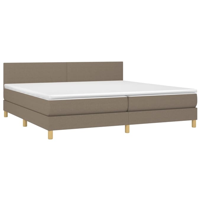 vidaXL - Boxspring - met - matras - en - LED - stof - taupe - 200x200 - cm