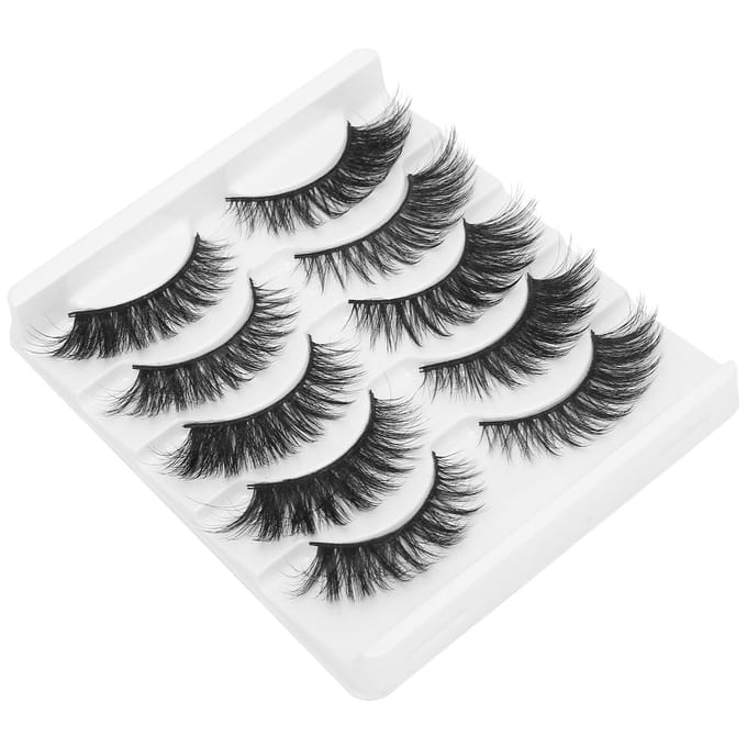 5 Paar Professionele Dikke Krullende Valse Wimper Datum Make-up Draagbare Valse Wimpers Set015 gray