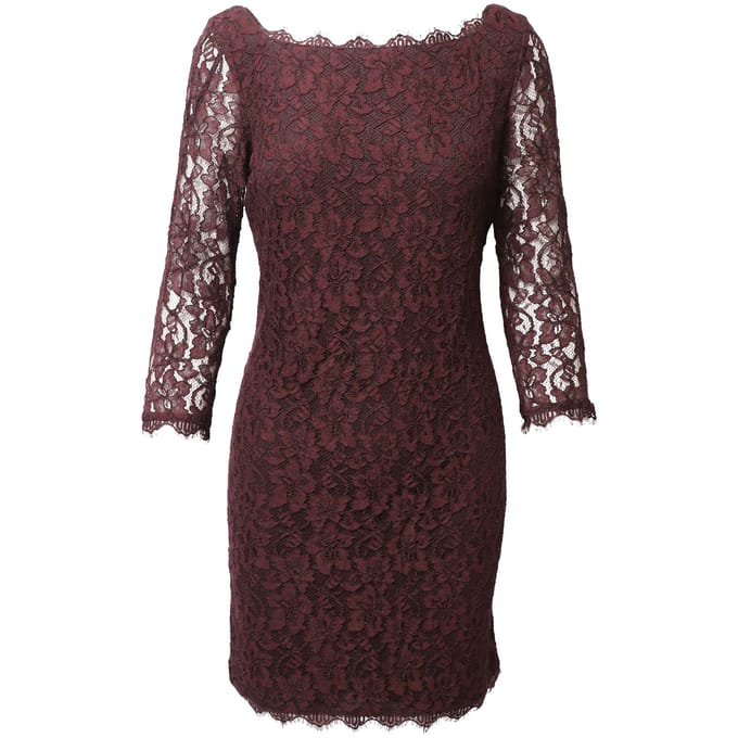 Diane Von Furstenberg kanten jurk in bordeauxrode rayon