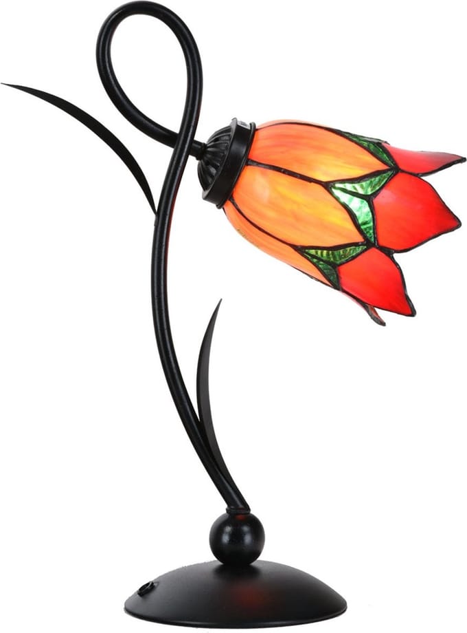 Tiffany Tafellamp Lovely Flower Red Romantic - Art Deco Trade