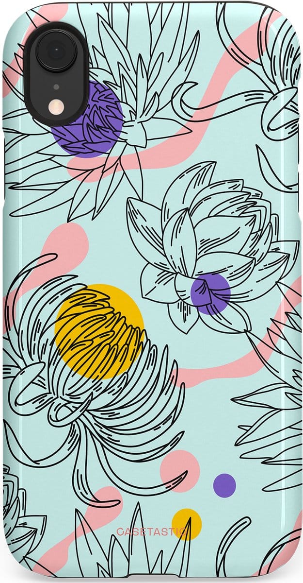 Casetastic hoesje geschikt voor Apple iPhone XR - Dubbellaagse bescherming - Wildschets - Fashion Case - Zilver Wit Saliegroen Lichtroze