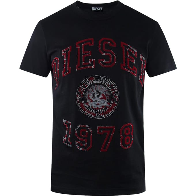 Diesel T-shirt Met Groot Design, Zwart