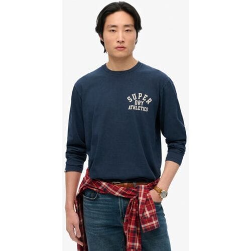 Superdry Athletic Essentials Longsleeve Top Blauw Grootte: Xxl