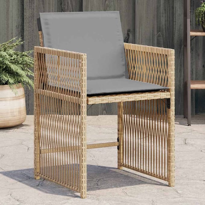 vidaXL - Tuinstoelen - 4 - st - met - kussens - poly - rattan - gemengd - beige