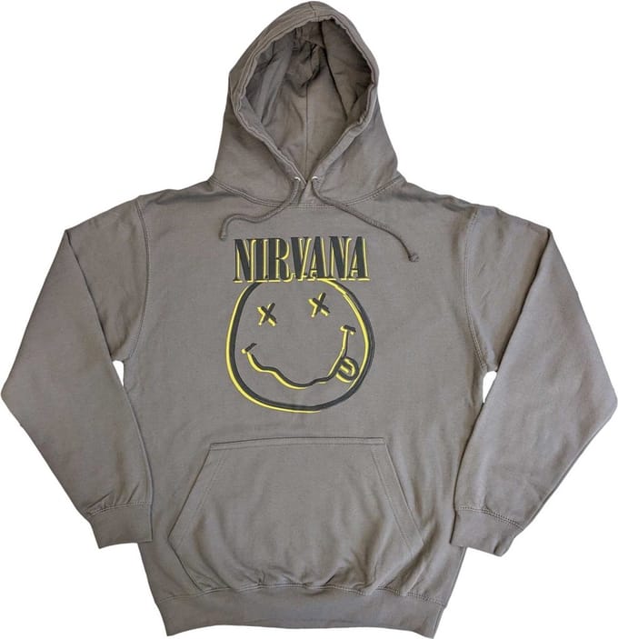Nirvana - Inverse Happy Face Hoodie/trui - M - Grijs