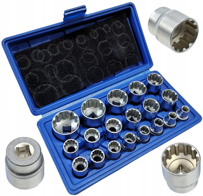 19-delige Torx-E 12-kant doppenset 8-32mm