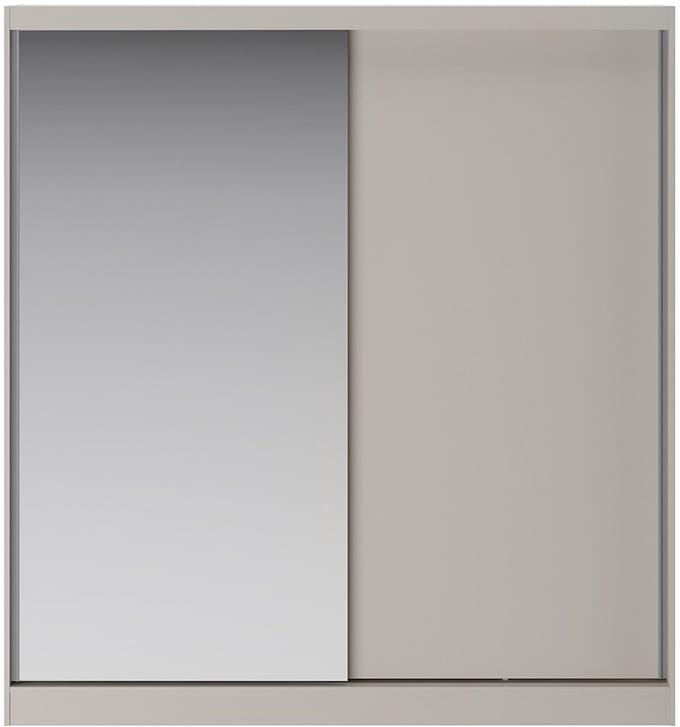 Vente-unique Kledingkast met 2 schuifdeuren en spiegel - B200 cm - Beige - OCHIRA