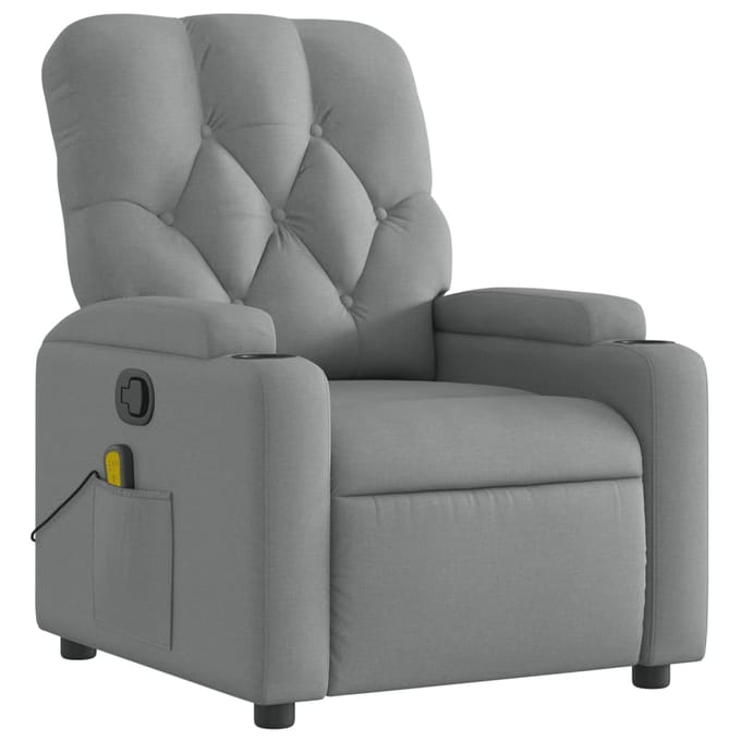vidaXL - Massagestoel - met - lichtgrijze - stof