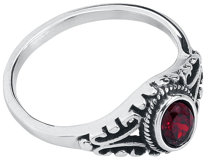 etNox - Gothic Ring - Ruby - voor Vrouwen - zilverkleurig