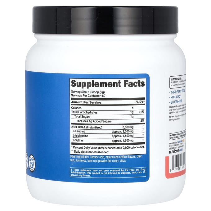 Nutricost, Performance Athlétique, BCAA, Pastèque, 1,2 lb (540 g)