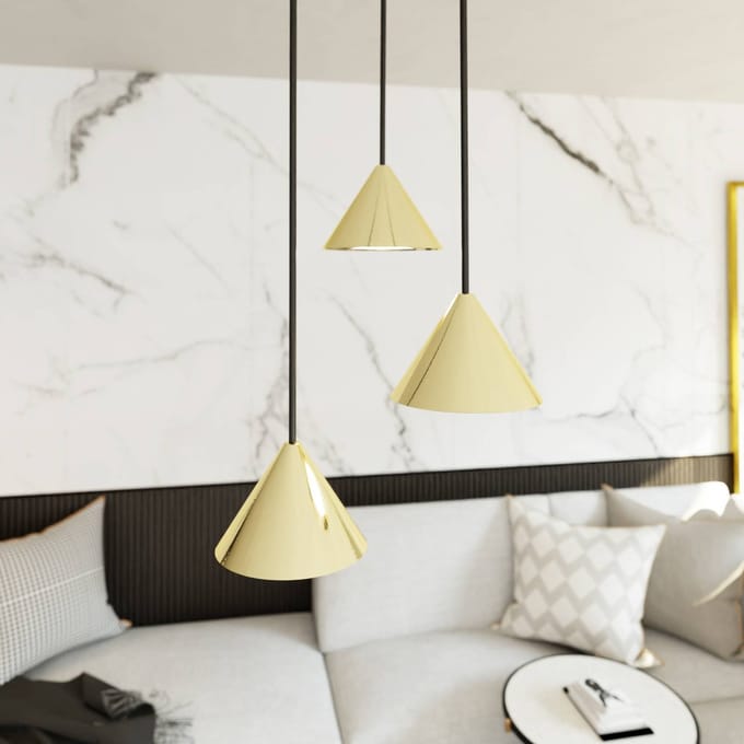 EMIBIG LIGHTING Hanglamp Elit, 3-lamps, Ø 20 cm, zwart/goud, metaal
