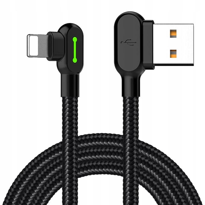 Mcdodo Hoekkabel 90° Lightning Dubbelzijdig Voor iPhone 11 12 13 14 LED 1M