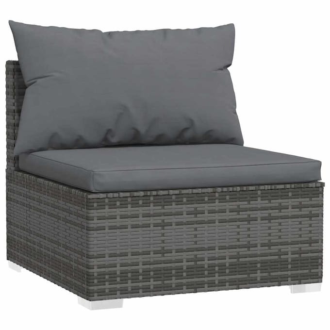 vidaXL - 5-delige - Loungeset - met - kussens - poly - rattan - grijs